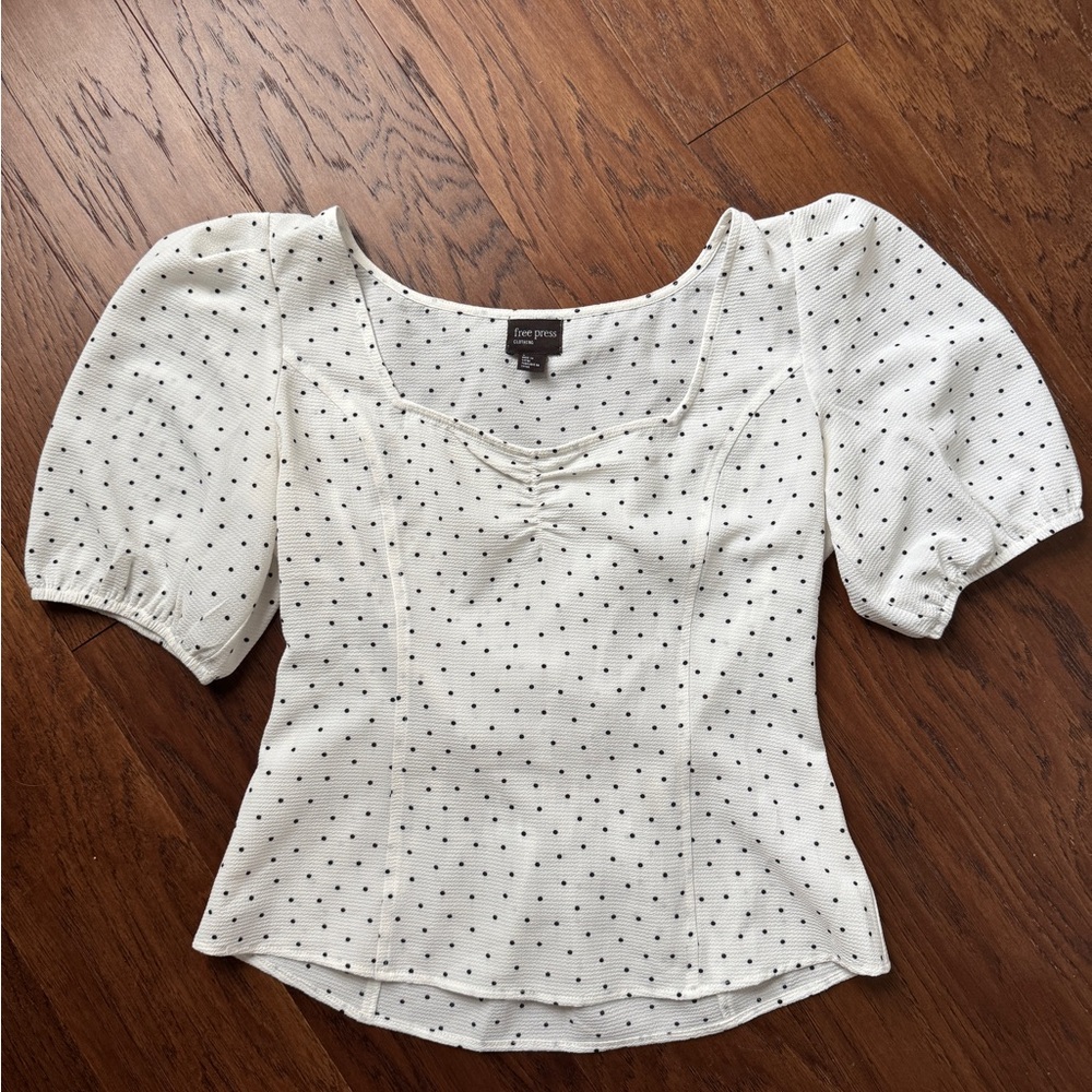 White Polka Dot Top